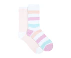 Underworks Women's Heat Bods Cosy Crew Bed Socks 2-Pack - Melon