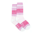 Underworks Women's Heat Bods Brushed Thermal Insulated Crew Socks - Pink Stripe