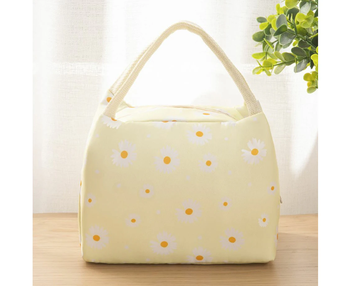 Insulated Daisy Lunch Bag Tote Container For Women Kids Office Work School (6 Colors Available) - Yellow