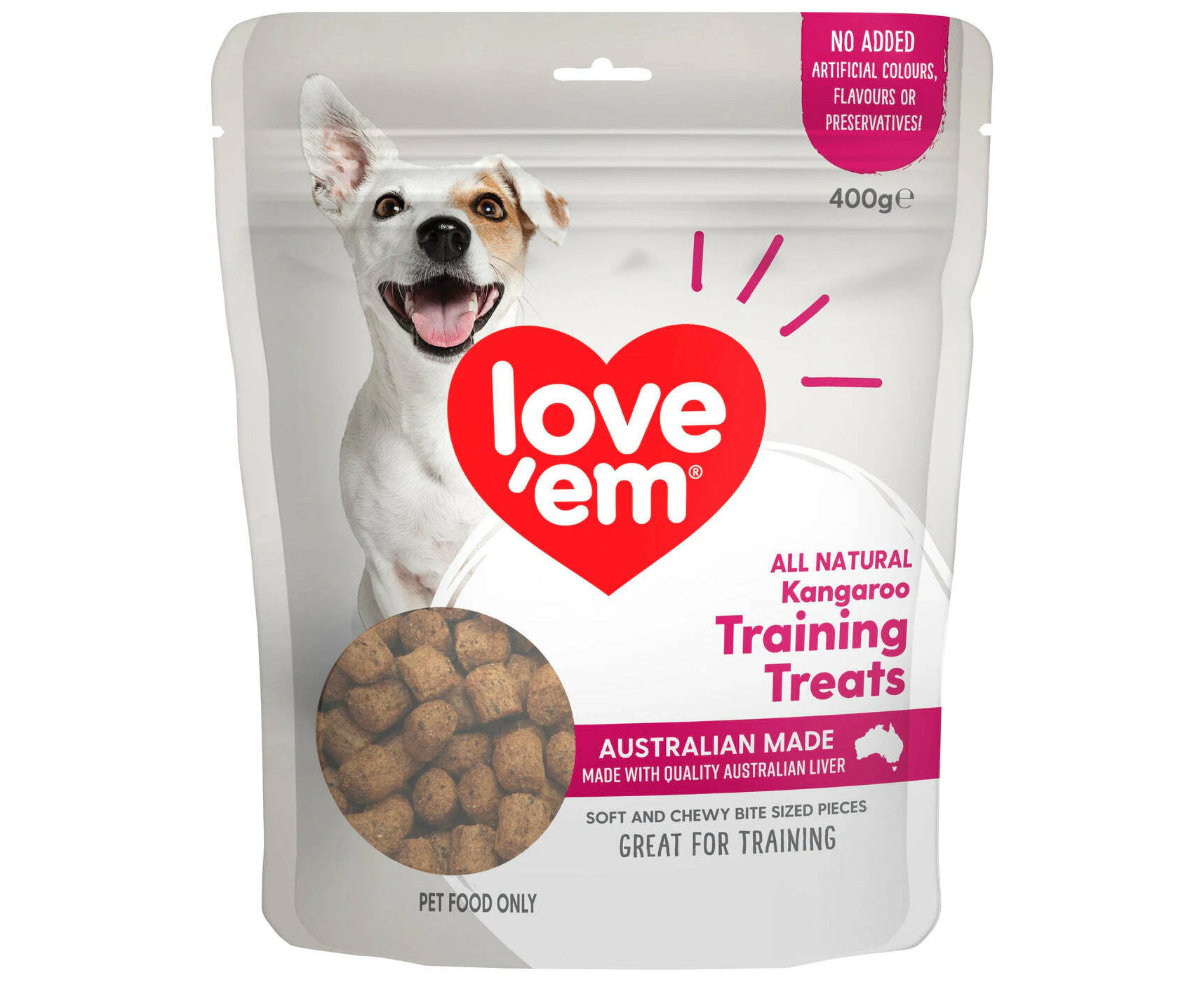 Love Em Training Treat Roo Dog Chew Treats Great for Training 400g