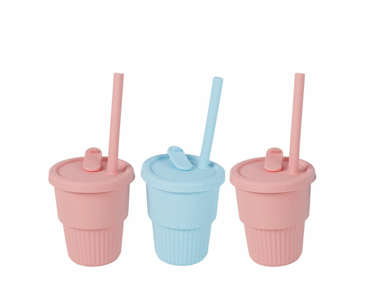 3x Cuddle Bug Baby/Toddler Silicone Training Drinking Straw Cup 300ml Assorted