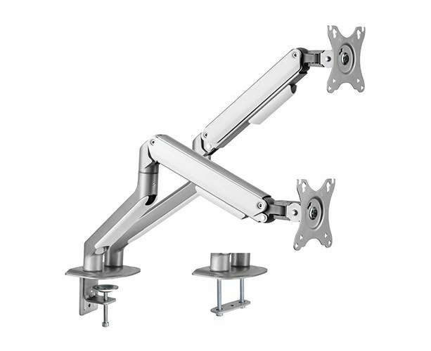 Brateck Dual Monitor Economical Spring-Assisted Monitor Arm Fit Most 17'-32' Monitors, Up to 9kg per screen VESA 75x75/100x100 Matte Grey