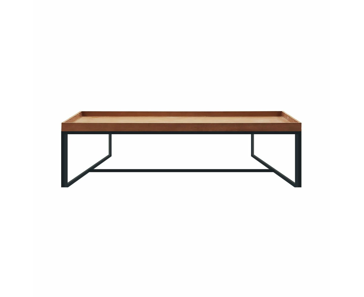 HomeStar Regent Rectangle Coffee Table Black Powdercoated Metal Legs - Oak veneer