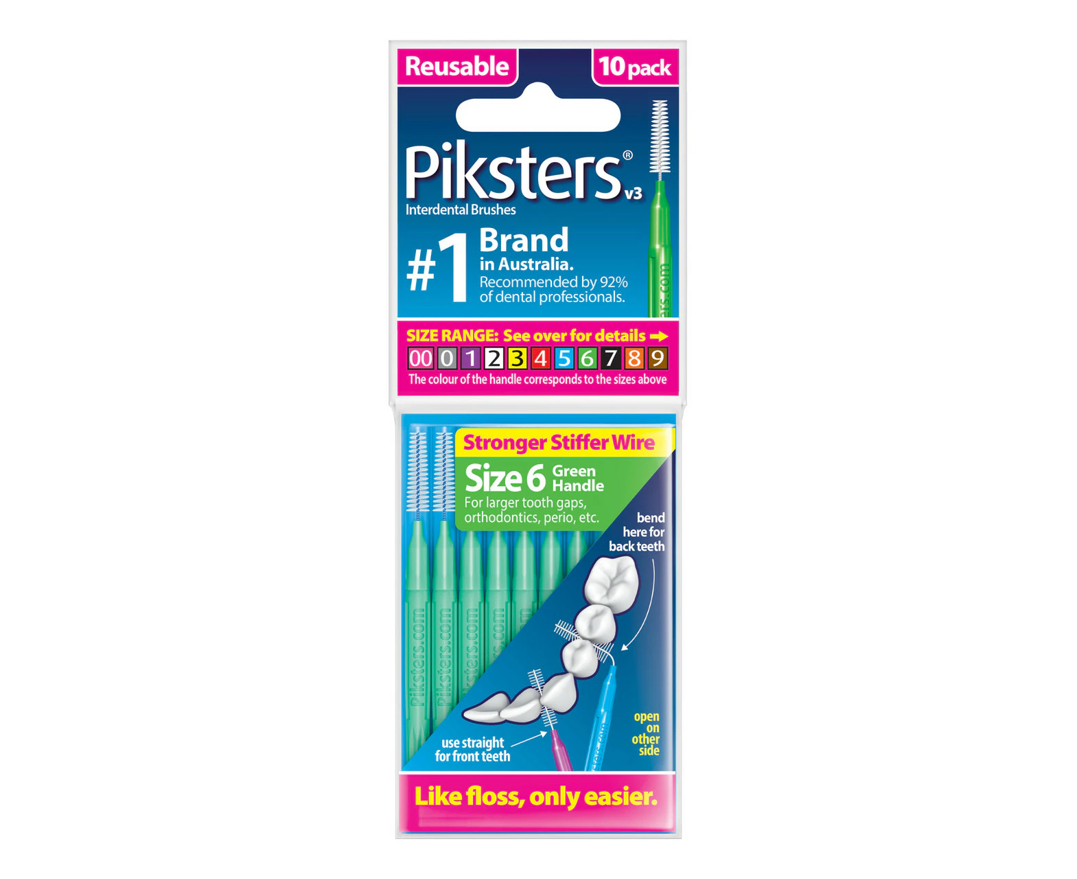 Piksters(R) Interdental Brushes Green Size 6 10pk