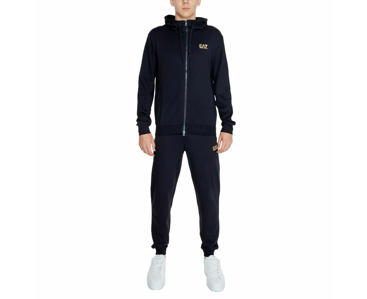 Ea7 Emporio Armani Black Cotton Sweatsuit