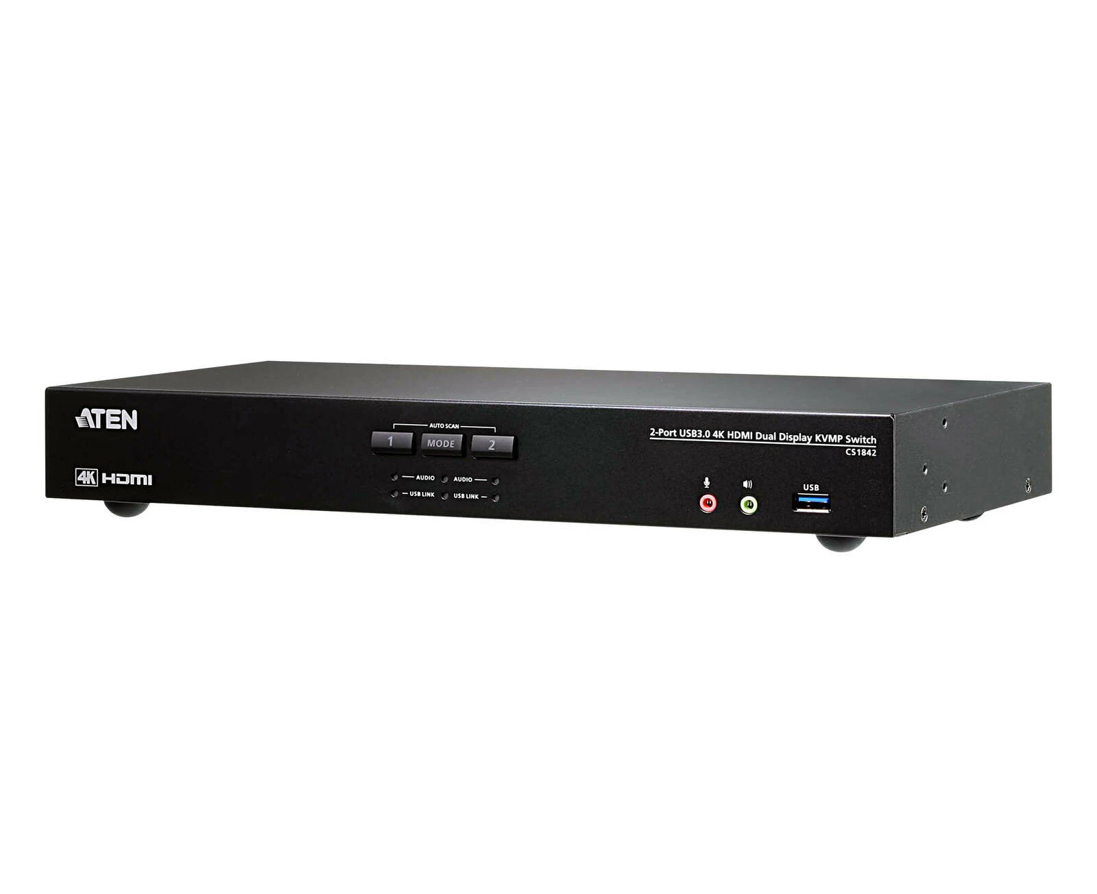 Aten Desktop KVMP Switch 2 Port Dual Display 4k HDMI w/ audio, Cables Included, 2x USB Port, Selection Via Front Panel