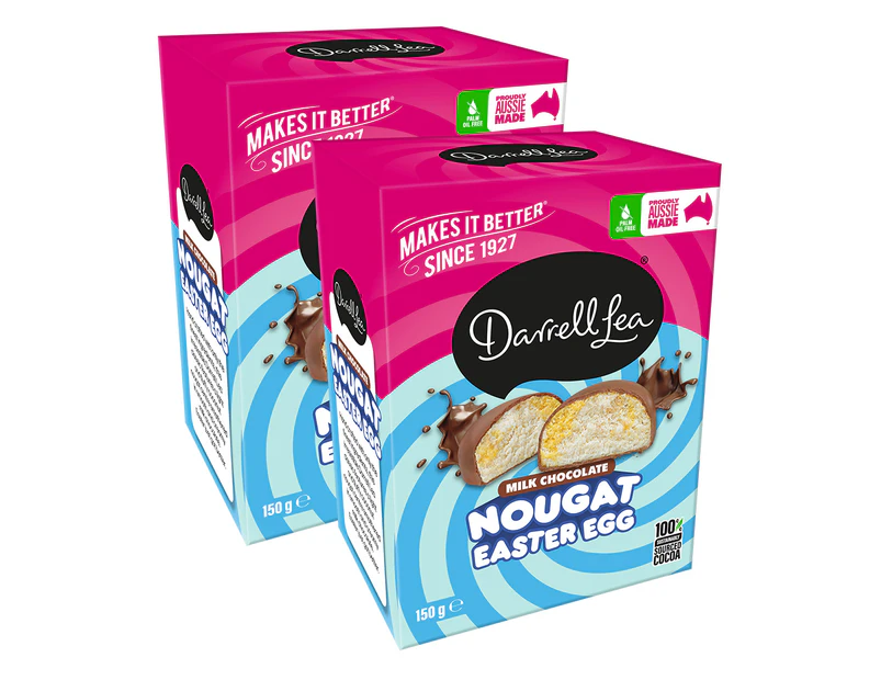 2 x Darrell Lea Nougat Milk Chocolate Easter Egg 150g