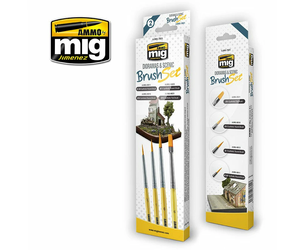 Ammo By Mig Brushes Dioramas And Scenic Brush Set