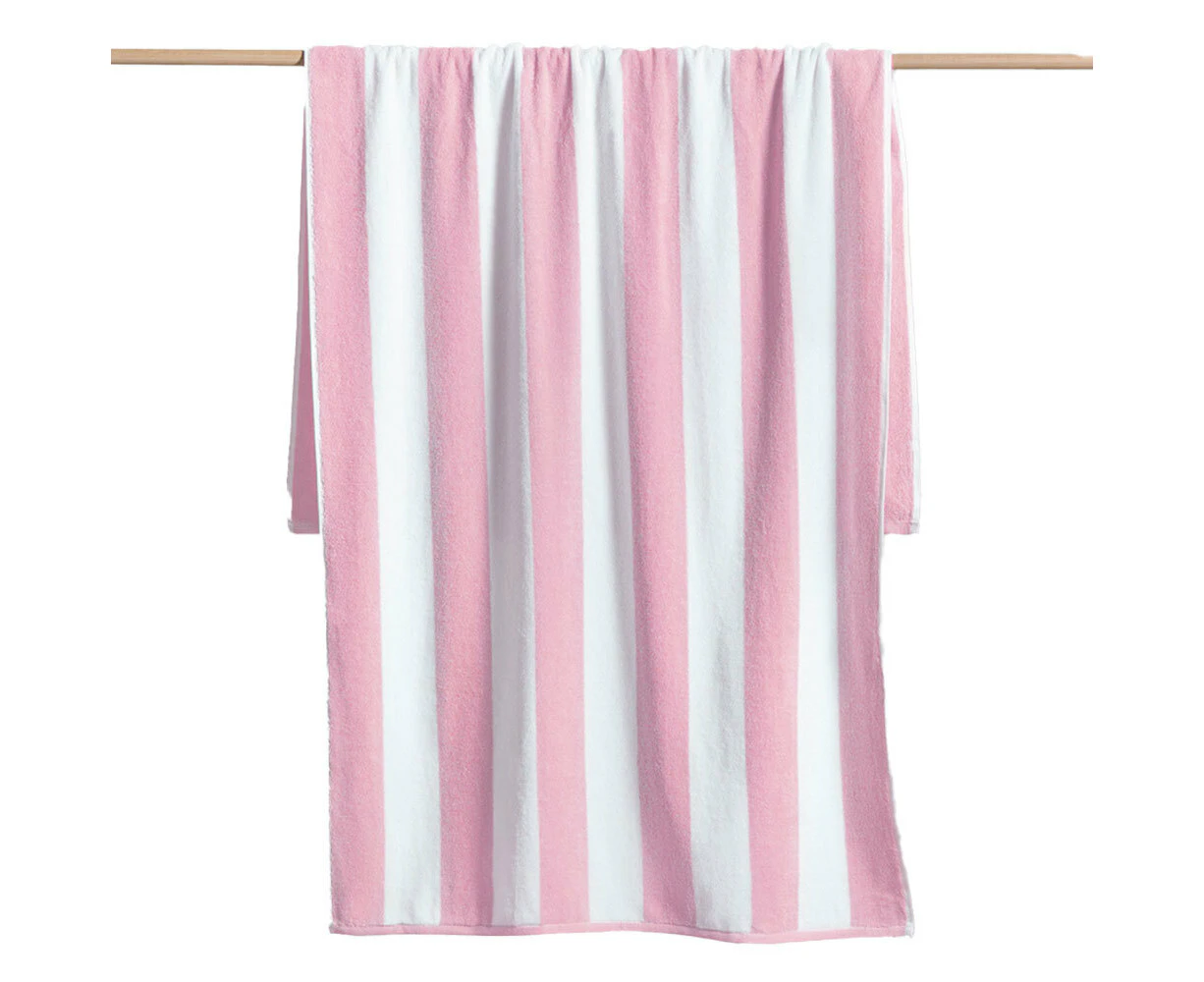 Canningvale Striped Cabana Cotton Terry Beach Durable Quick-Drying Towel Pink