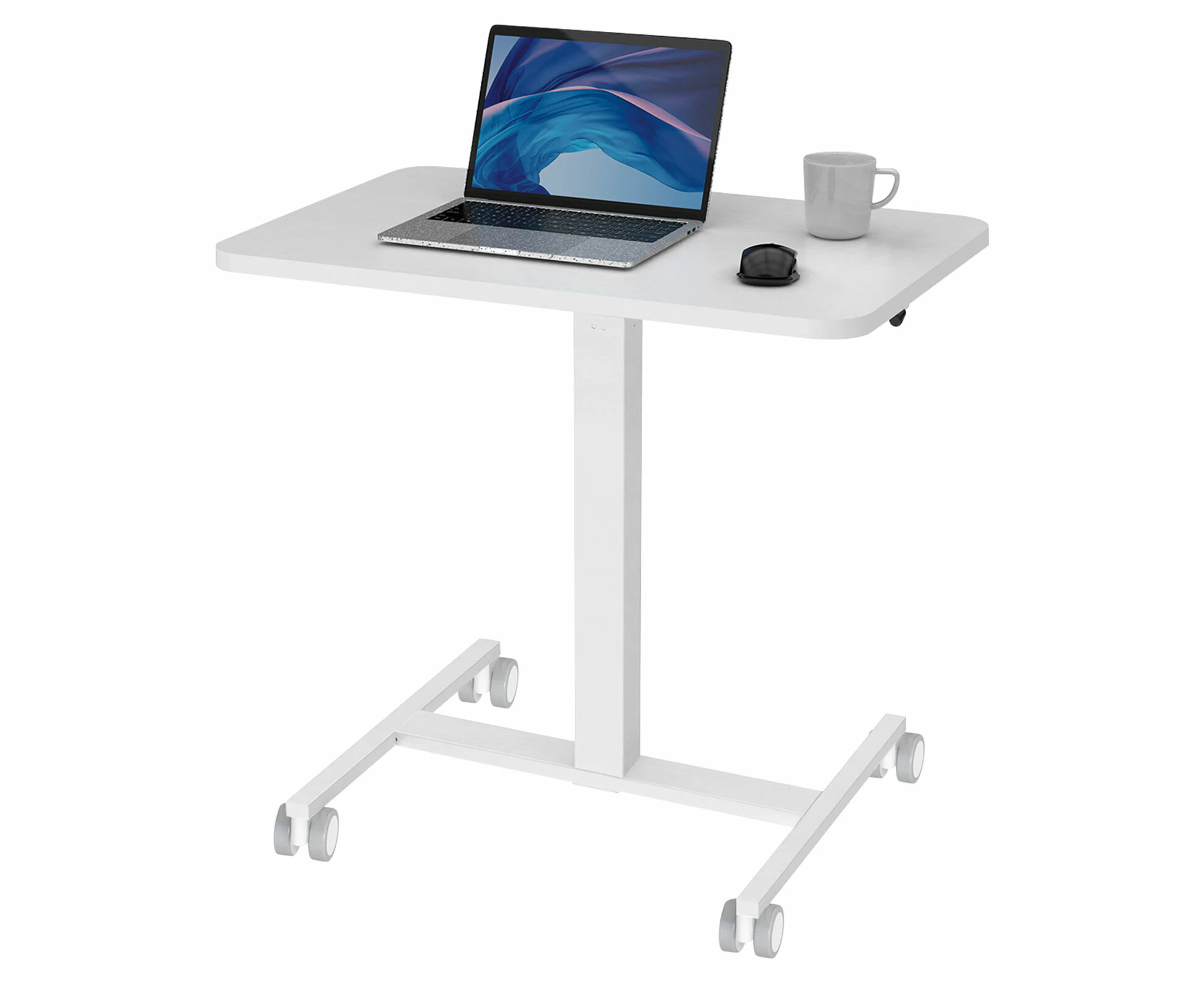 Altus Height Adjustable Mobile Desk with Wheels Portable Office and Laptop Table