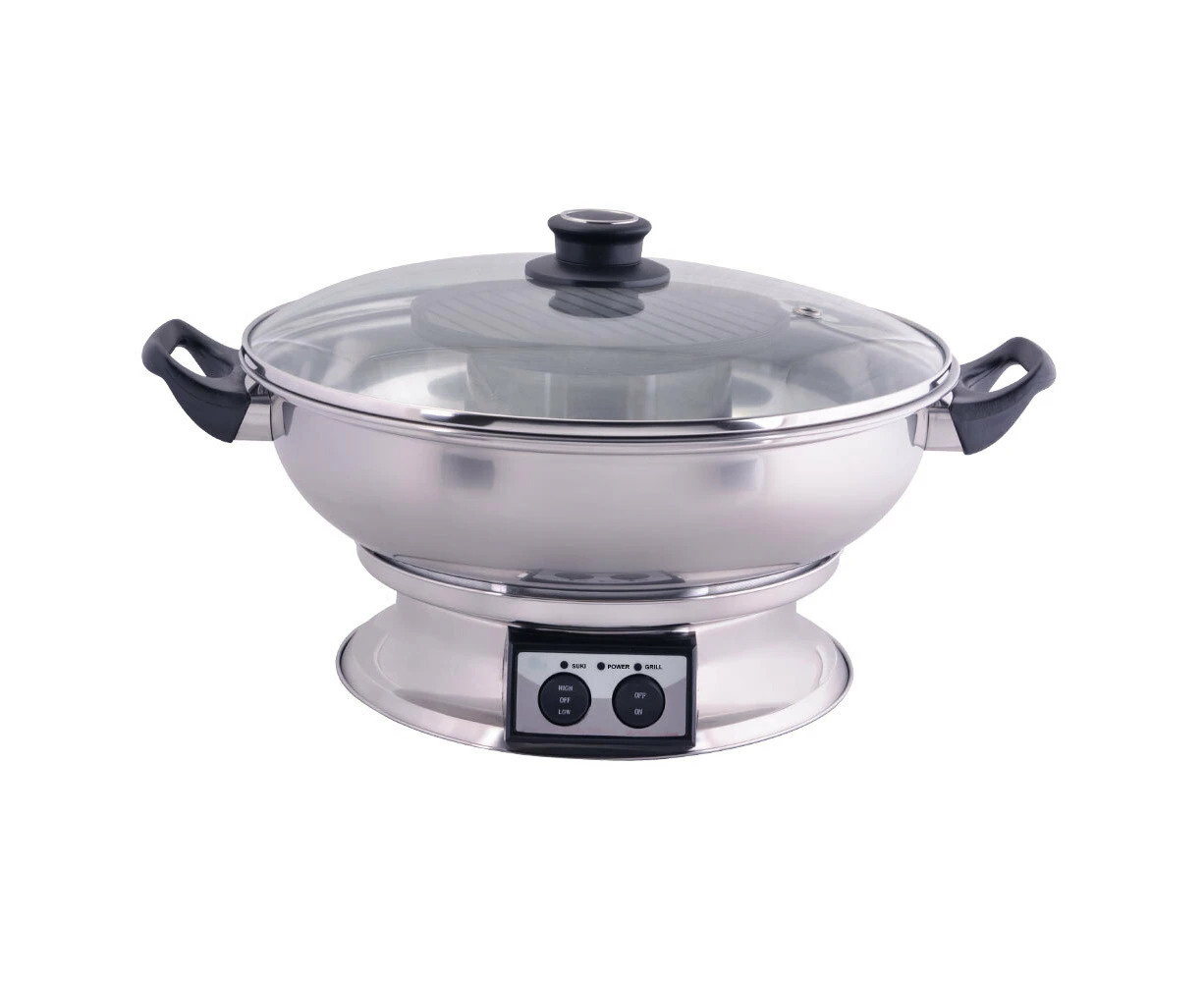 Maxim Teppanyaki 1350W 2.5L Steam Boat Electric Hot Pot/600W Removable BBQ Grill