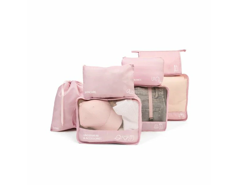 7 Piece Packing Cube, Pink - Anko