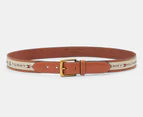 Tommy Hilfiger Men's Ribbon Inlay Anchor Logo Belt - Tan/Khaki