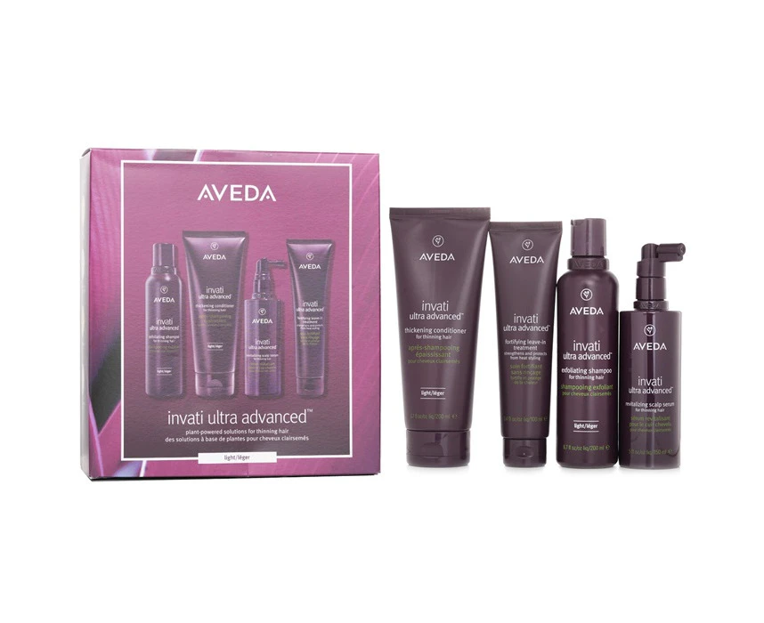 Aveda Invati Ultra Advanced 4 Step Light System Set: Light Shampoo 200ml+Light Conditioner 200ml+Serum 150ml+Treatment 100ml 4pcs