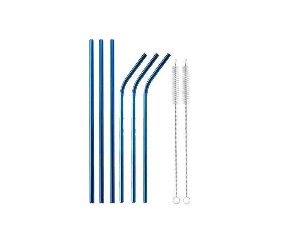 Reusable 304 Stainless Steel Straws Metal Drinking Washable Straw Brushes Set 2