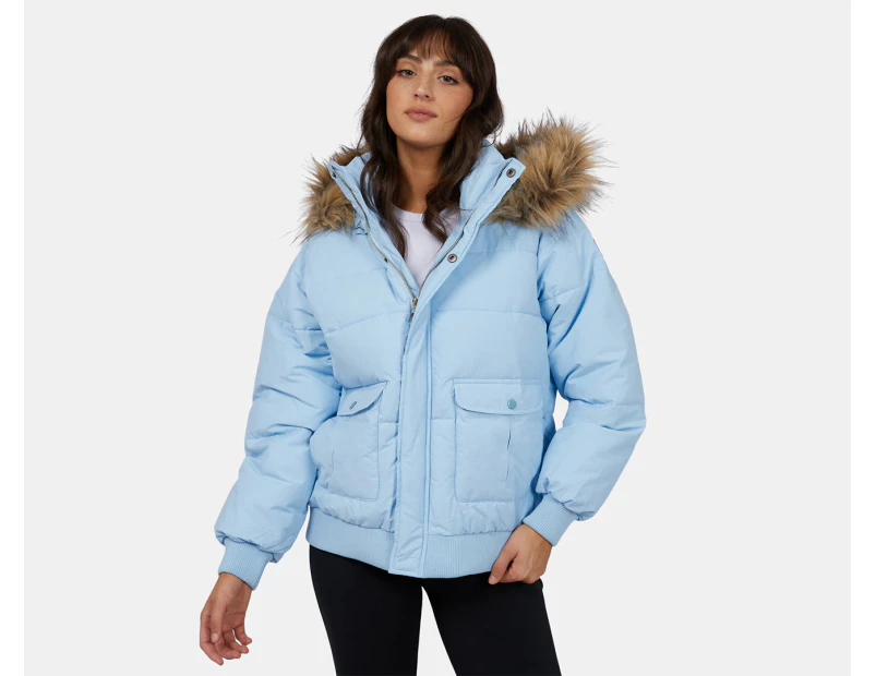 All About Eve Women's Active Fur Puffer Jacket - Light Blue