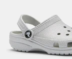 Crocs Kids' Classic Glitter Clogs - White Mystic