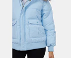 All About Eve Women's Active Fur Puffer Jacket - Light Blue