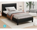 ALFORDSON Bed Frame Single Size Base Platform Leather Black