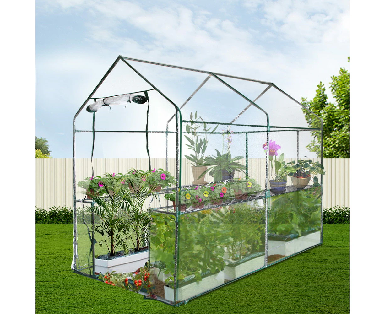 Walk In Transparent Green House 1.9x1.2x1.9M Ideal for Decks Patios Small Gardens PVC Cover