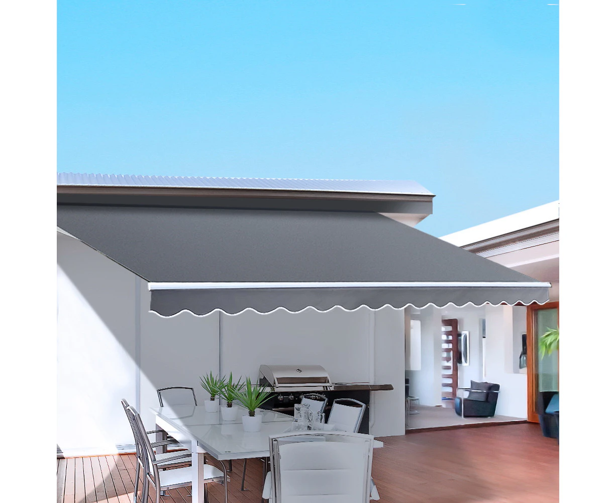 Motorised Retractable Awning 3x2.5M Outdoor Sunshade UV Waterproof Remote Control