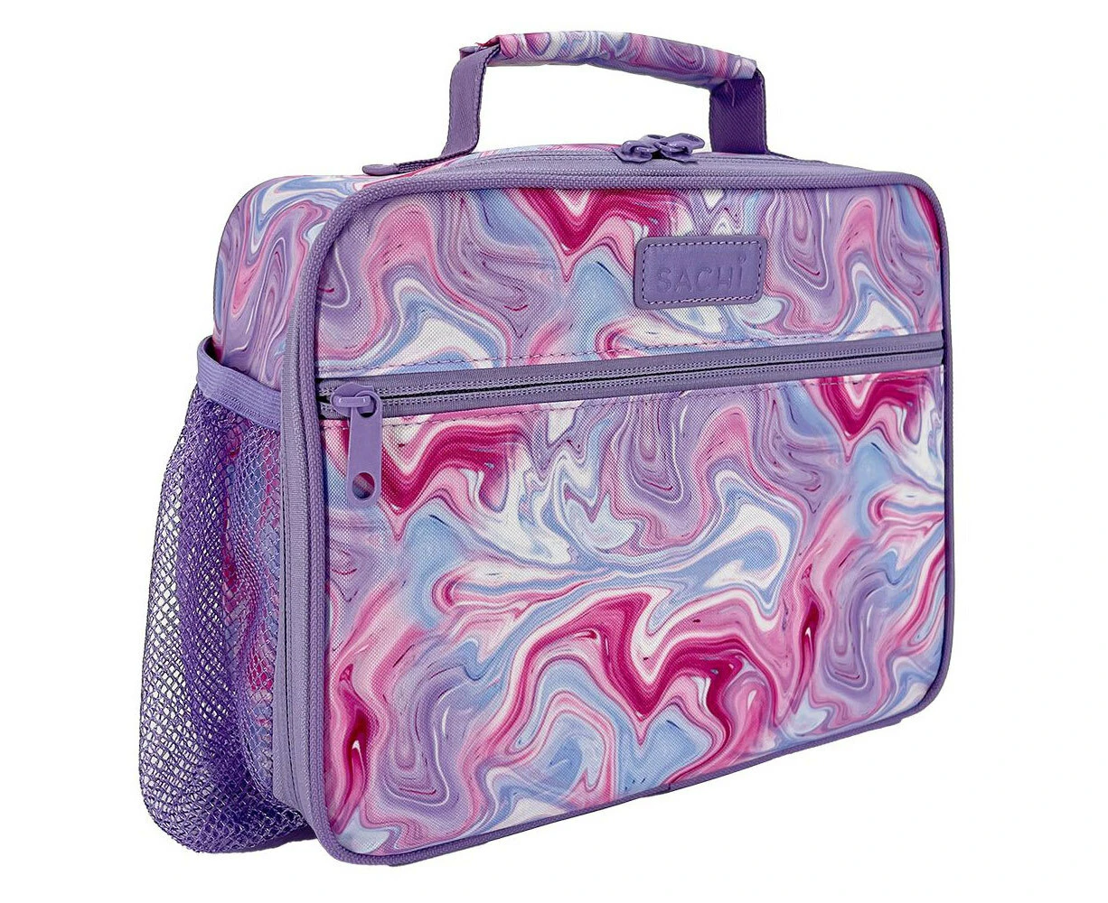 Sachi Style 321 Insulated 26cm Lunch Bag Storage w/ Bottle Holder Marble Swirls