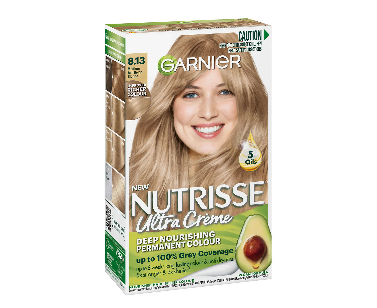 Garnier Nutrisse Permanent Hair Colour - 8.13 Medium Ash Beige Blonde