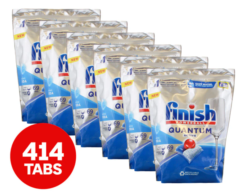 6 x 69pk Finish Powerball Quantum Active Dishwashing Tabs