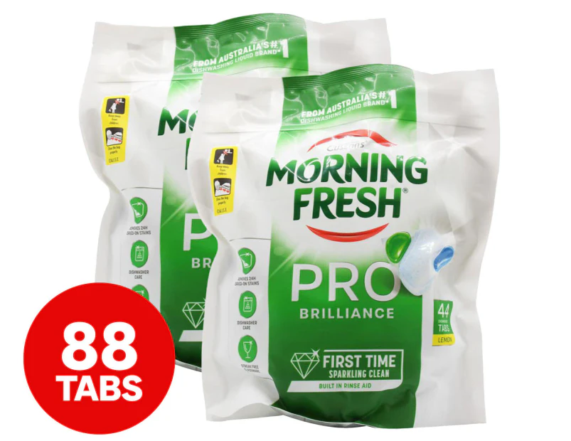 2 x 44pk Morning Fresh Pro Brilliance Dishwashing Tablets Lemon