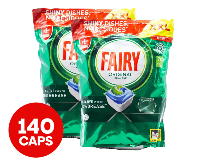 2 x 70pk Fairy All in One Dishwashing Capsules Original