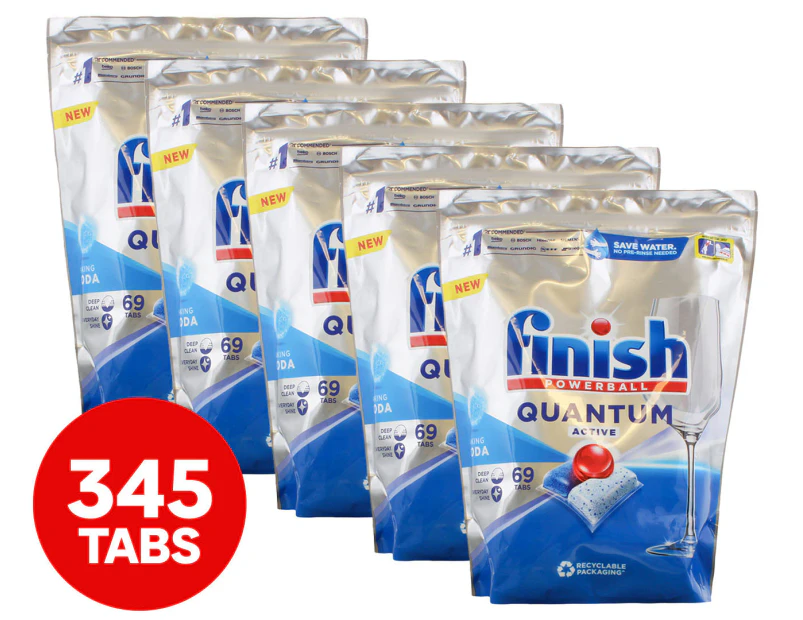 5 x 69pk Finish Powerball Quantum Active Dishwashing Tabs