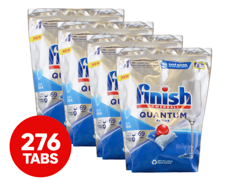 4 x 69pk Finish Powerball Quantum Active Dishwashing Tabs