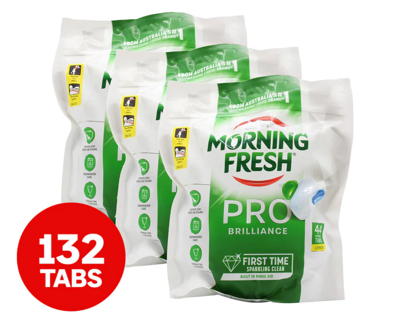 3 x 44pk Morning Fresh Pro Brilliance Dishwashing Tablets Lemon