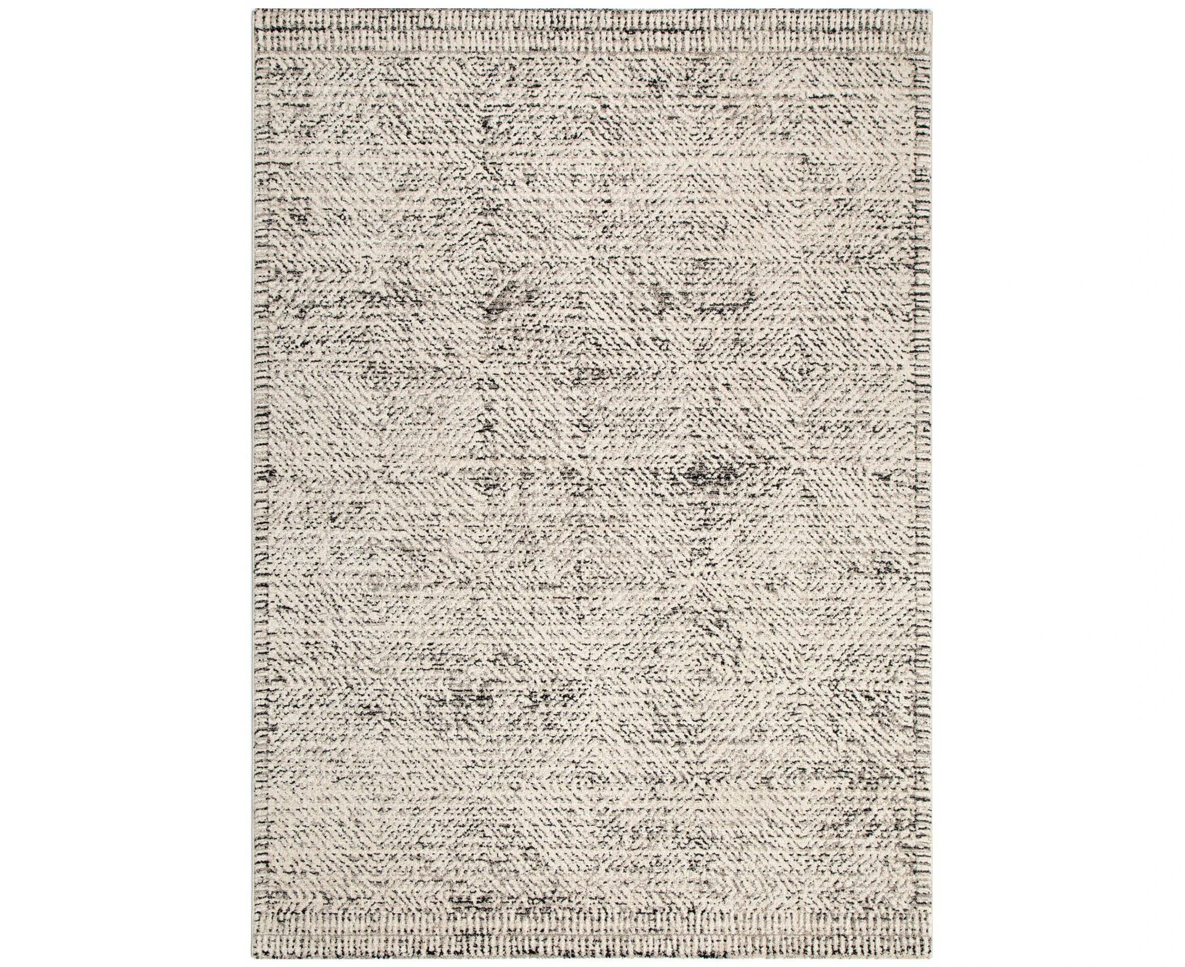 Clara Distressed Diamonds Cream In Charcoal Rug