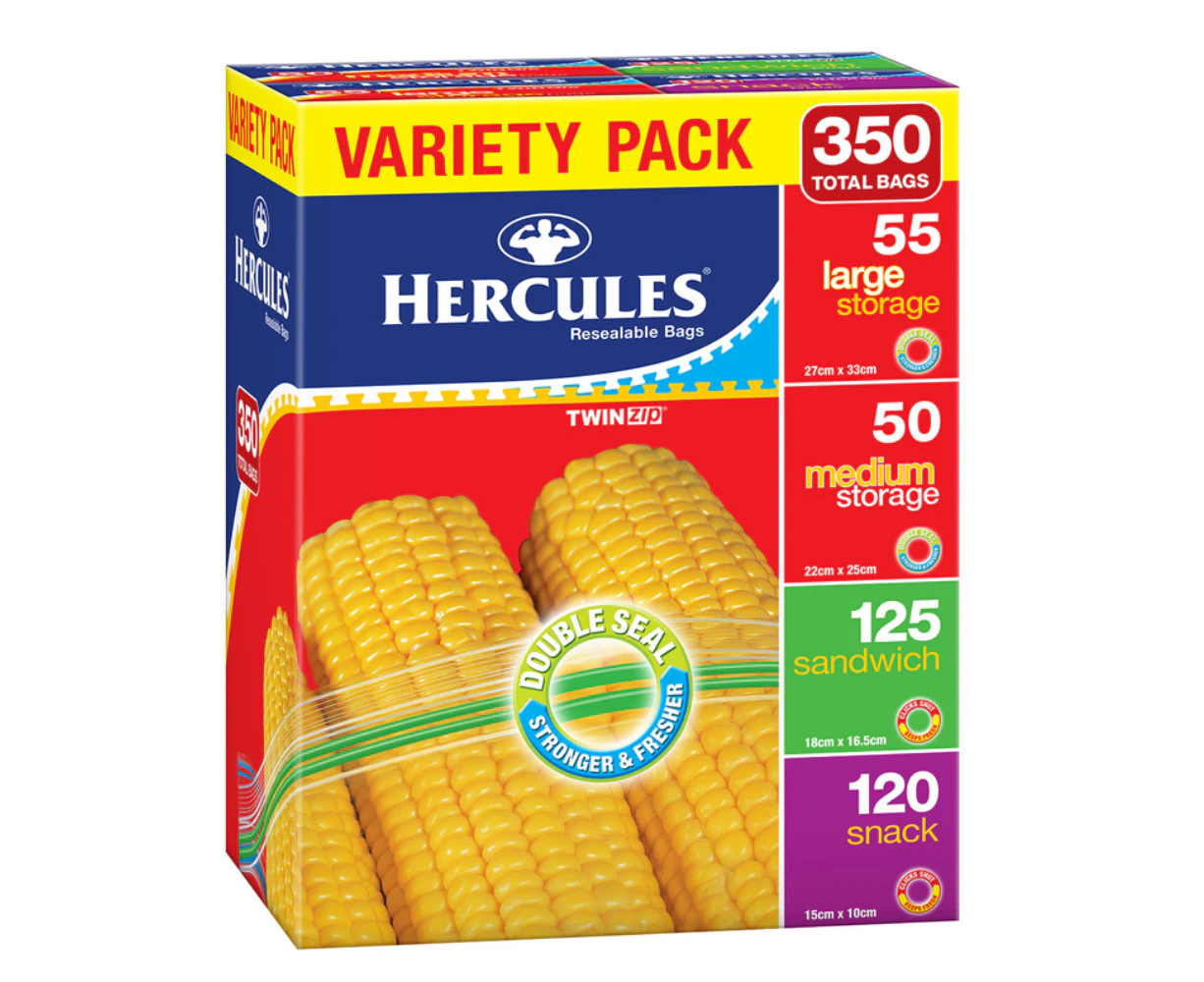 Hercules Variety Pack of Resealable Bags, 350 Count