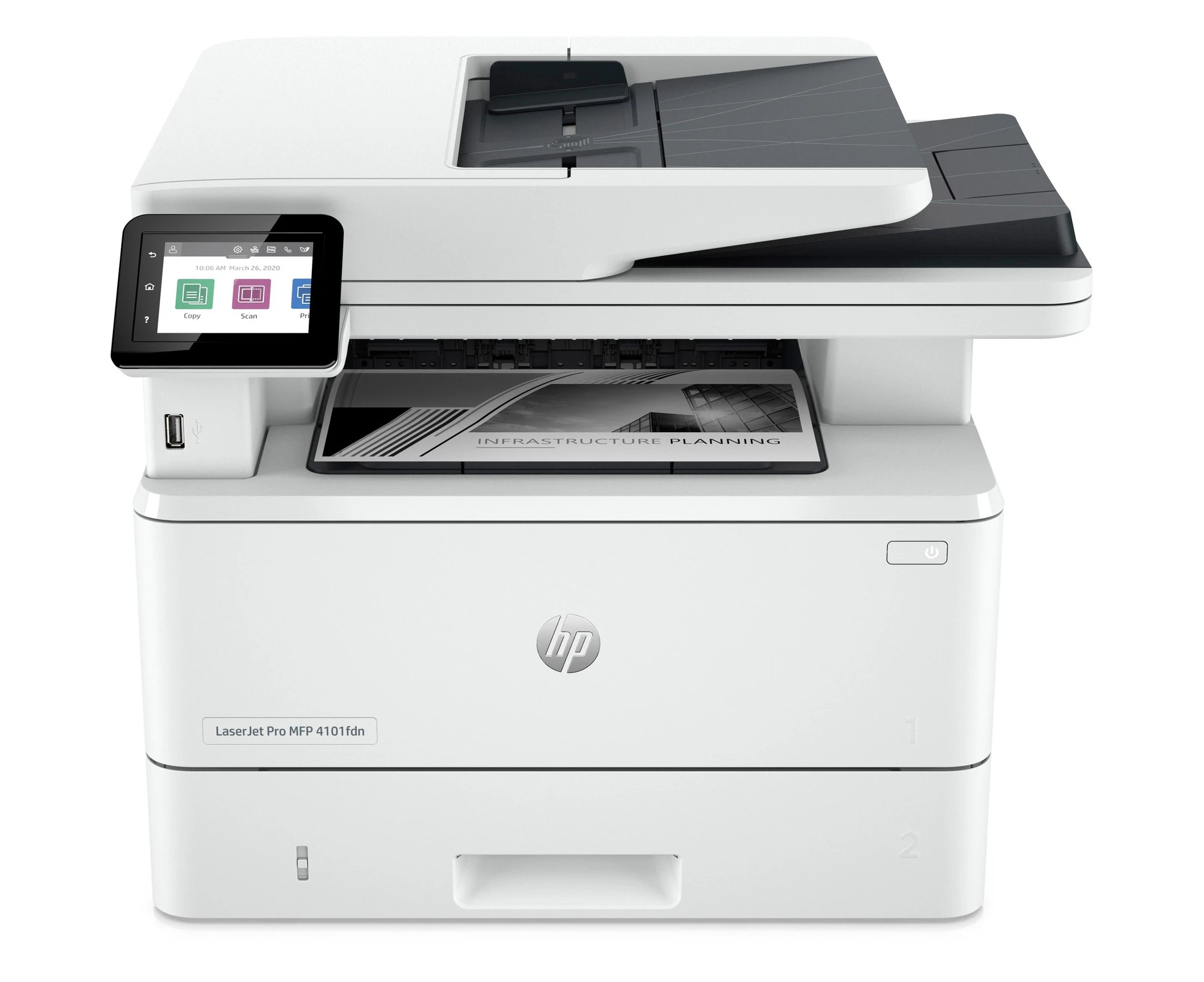 HP LaserJet Pro 4101fdn Laser Multifunction Printer - Monochrome - White - Copier/Fax/Printer/Scanner - 4800 x 600 dpi Print - Automatic Duplex Print