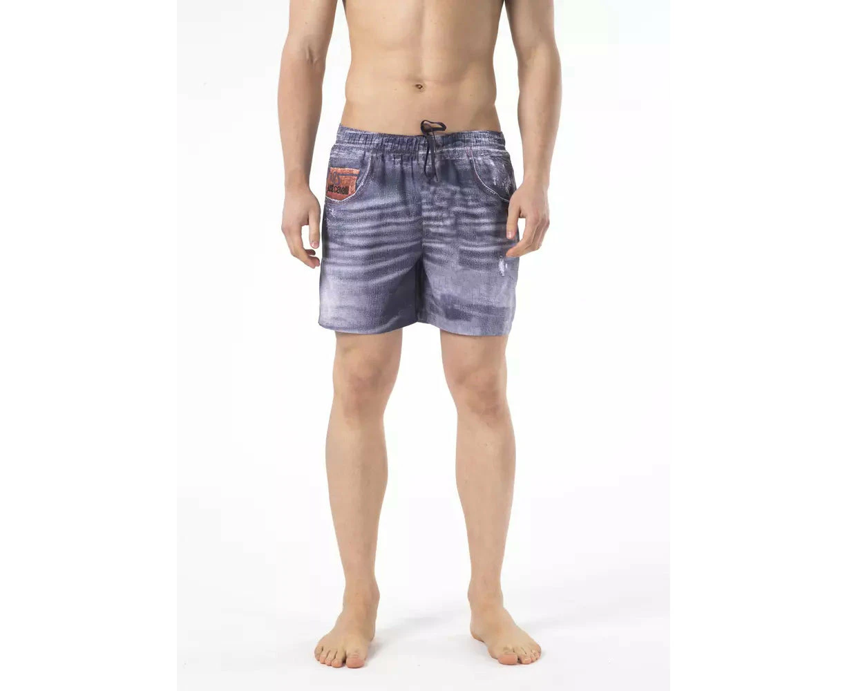 Just Cavalli Blue Polyester Men Swim Short