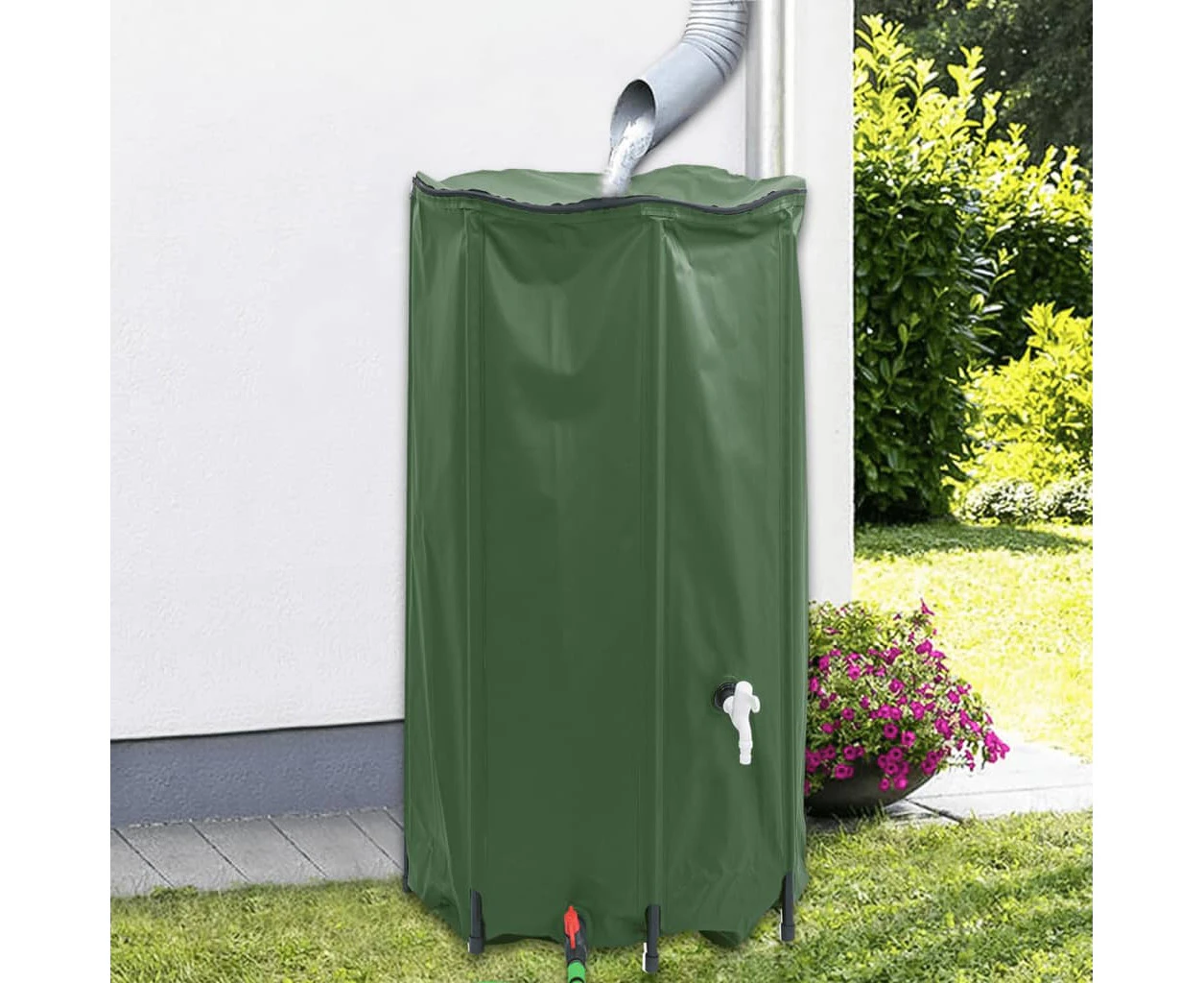 Water Tank with Tap Foldable 380 L PVC Green Durable Tear-Resistant Light Easy Use