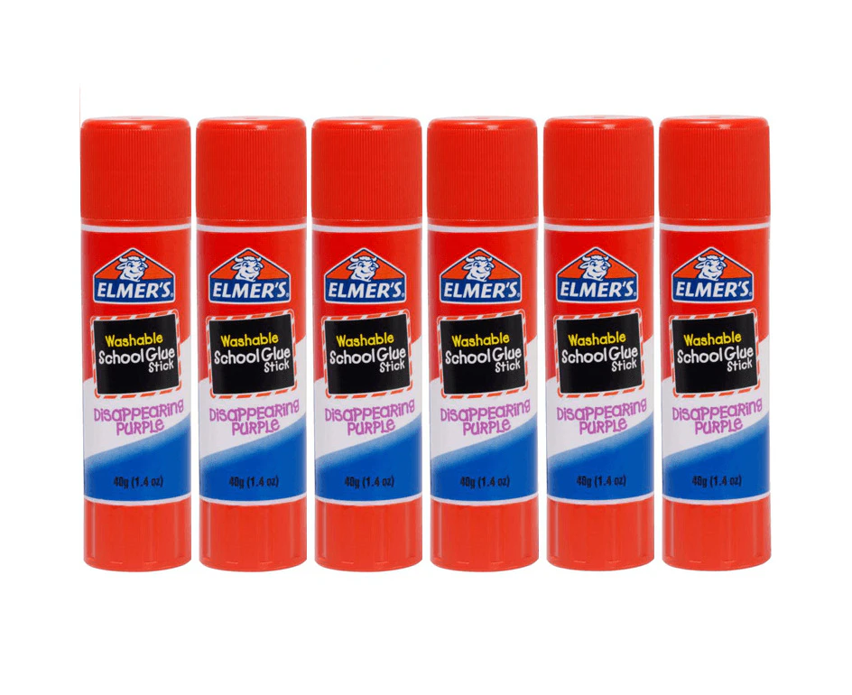 6x Elmers Washable School Glue Stick Purple 40g