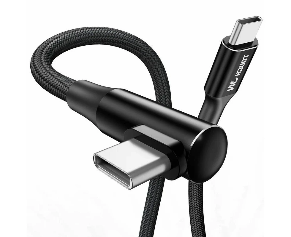 Tough On USB C to USB C Charger Cable 100W Right Angle Type C Fast Charging Cable 2M Black