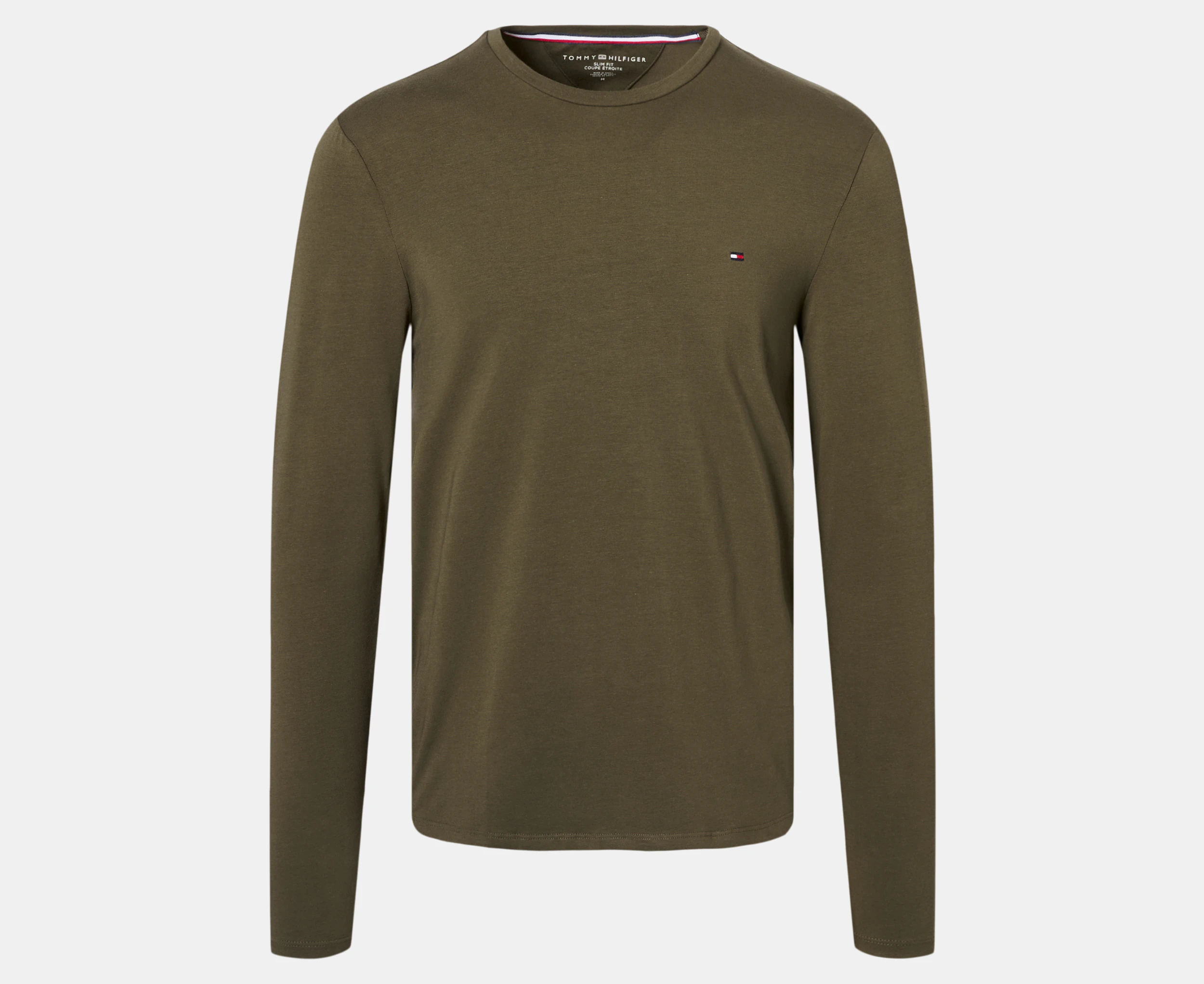 Tommy Hilfiger Men's Stretch Slim Fit Long Sleeve Tee / T-Shirt / Tshirt - Army Green