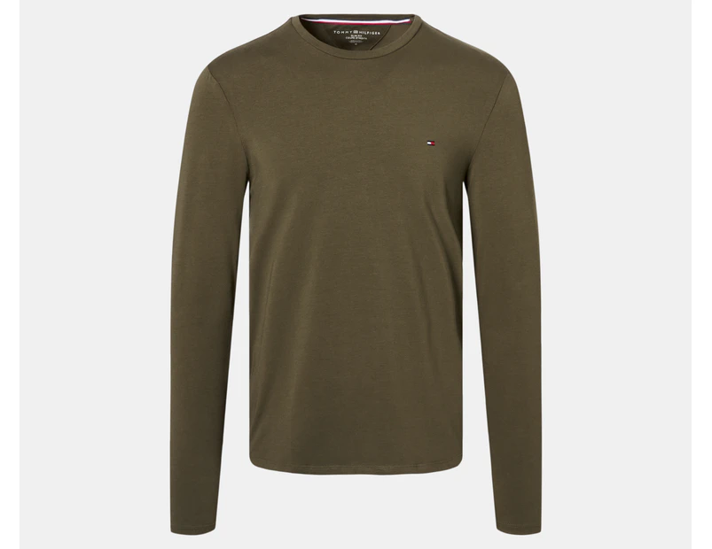 Tommy Hilfiger Men's Stretch Slim Fit Long Sleeve Tee / T-Shirt / Tshirt - Army Green