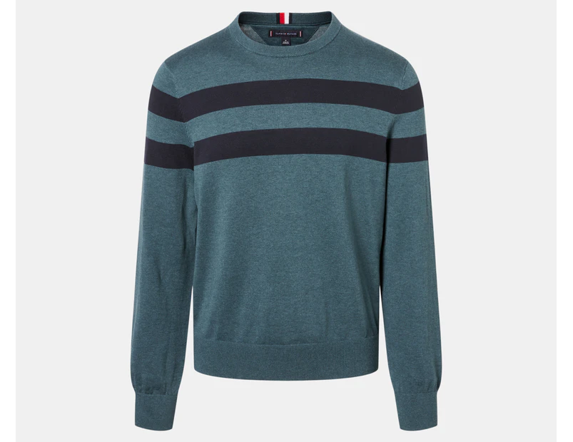 Tommy Hilfiger Men's Stamford Stripe Crewneck - Teal Heather