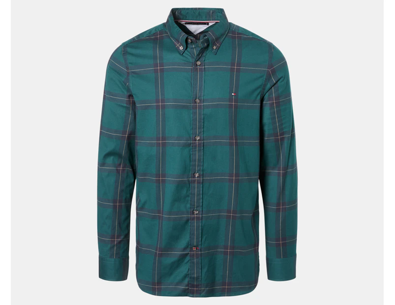 Tommy Hilfiger Men's Harrington Poplin Plaid Slim Fit Shirt - Cypress Green