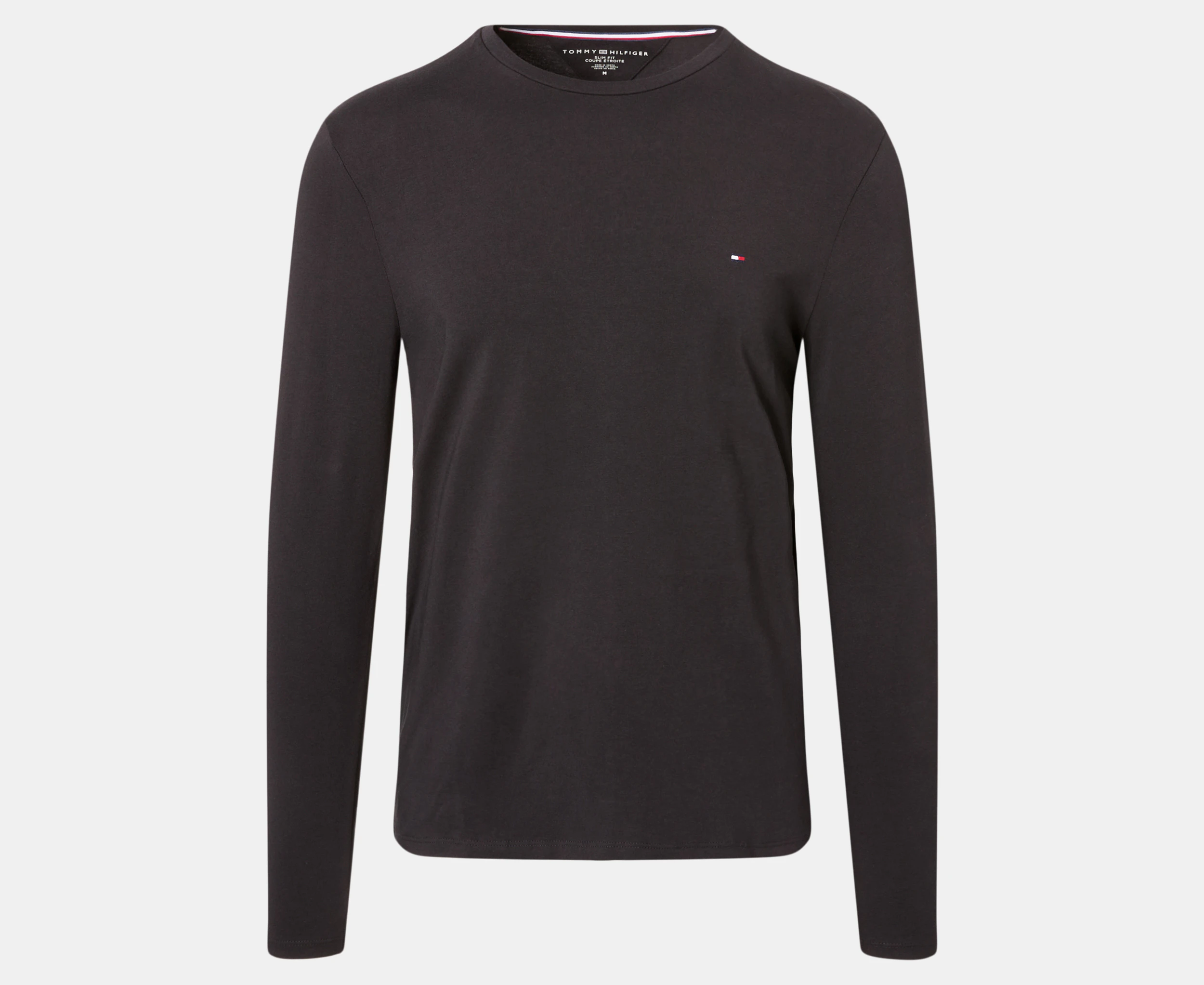 Tommy Hilfiger Men's Stretch Long Sleeve Slim Fit Tee / T-Shirt / Tshirt - Dark Sable