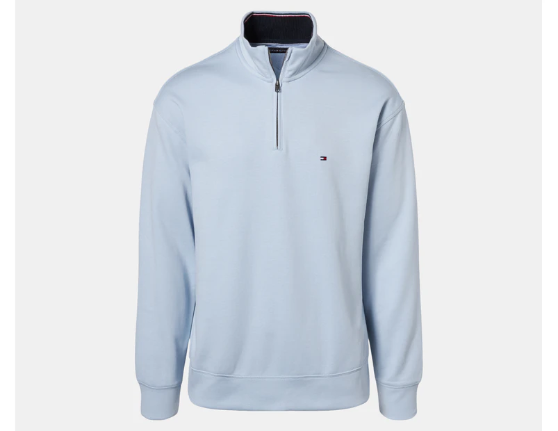 Tommy Hilfiger Men's Bill Quarter-Zip Mock Neck Jumper - Breezy Blue