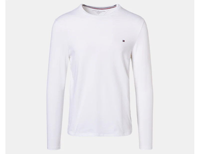 Tommy Hilfiger Men's Stretch Long Sleeve Slim Fit Tee / T-Shirt / Tshirt - Optic White