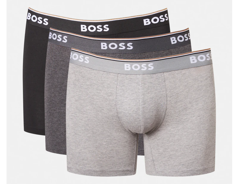 Hugo Boss Men's Power Cotton Stretch Boxer Briefs 3-Pack - Black/Charcoal/Grey