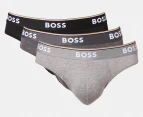 Hugo Boss Men's Power Cotton Stretch Briefs 3-Pack - Black/Charcoal/Grey