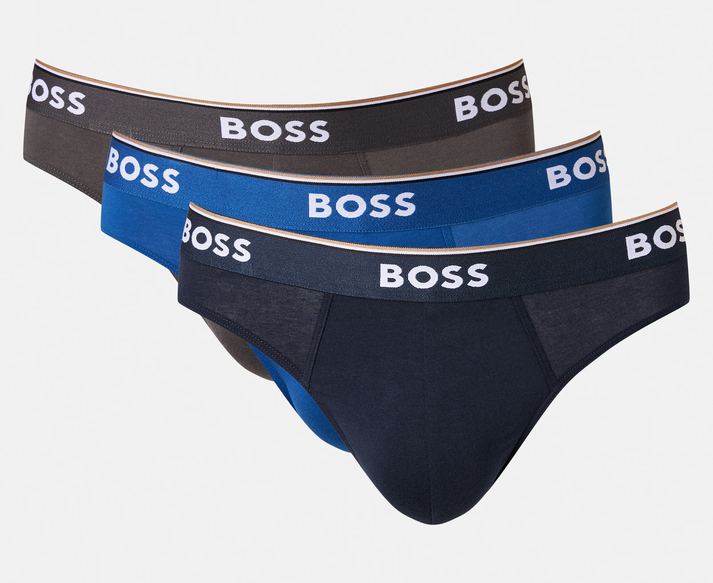 Hugo Boss Men's Power Cotton Stretch Briefs 3-Pack - Blue/Navy/Charcoal